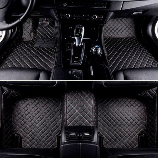 Set Covorase Auto Lux Piele Capitonaj Interior Premium Diamond Mats Audi A4 B8 2008-2015 Negru + Cusatura Bej 130818-3